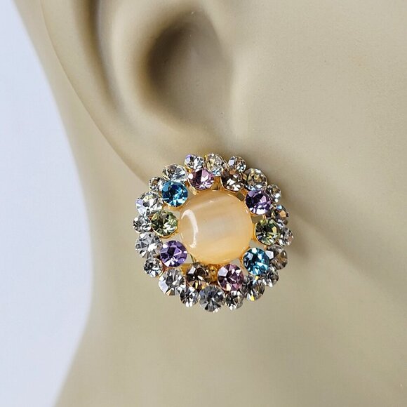 Multicolored Crystal Floral Earring - Picture 1 of 8